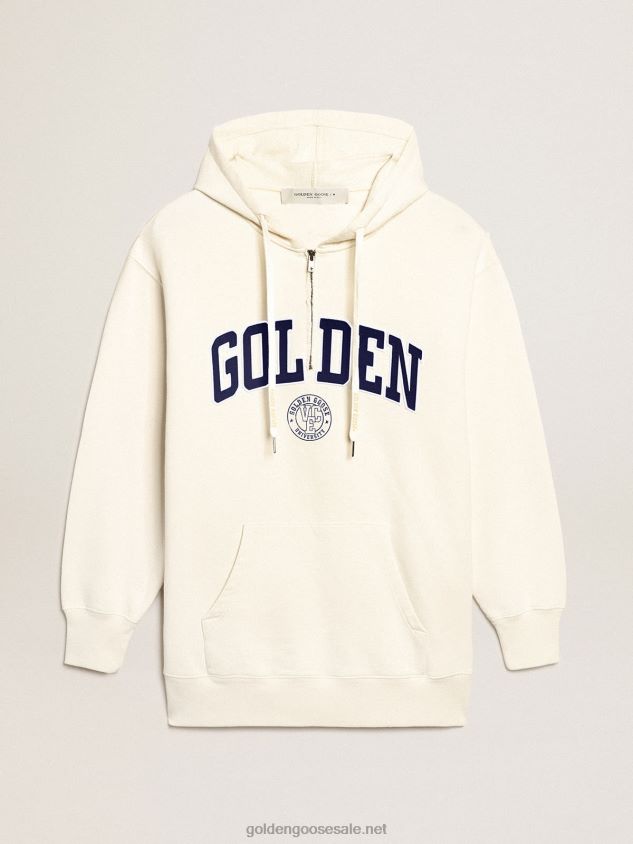 White sweatshirt dress with hood and Golden patch FN20N955 Women