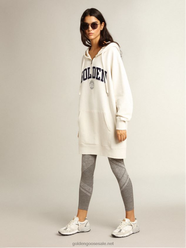 White sweatshirt dress with hood and Golden patch FN20N955 Women