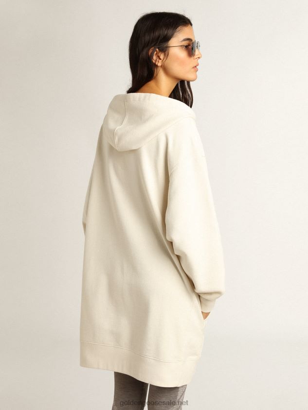 White sweatshirt dress with hood and Golden patch FN20N955 Women