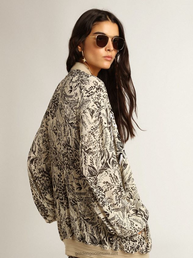 White viscose cardigan with toile de jouy print and embroidery FN20N1047 Women Golden Goose