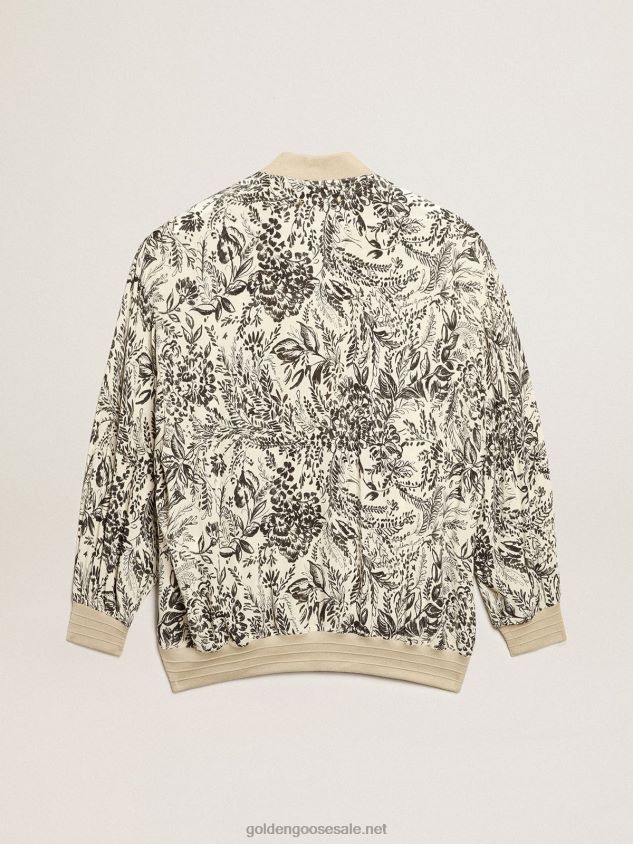 White viscose cardigan with toile de jouy print and embroidery FN20N1047 Women Golden Goose