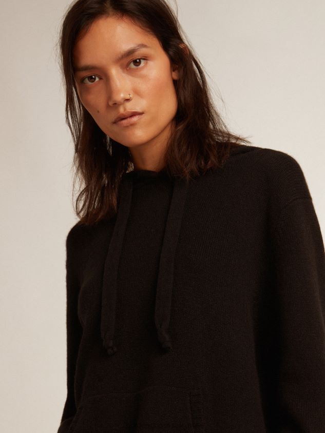 black cashmere blend sweatshirt with hood FN20N986 Women Golden Goose