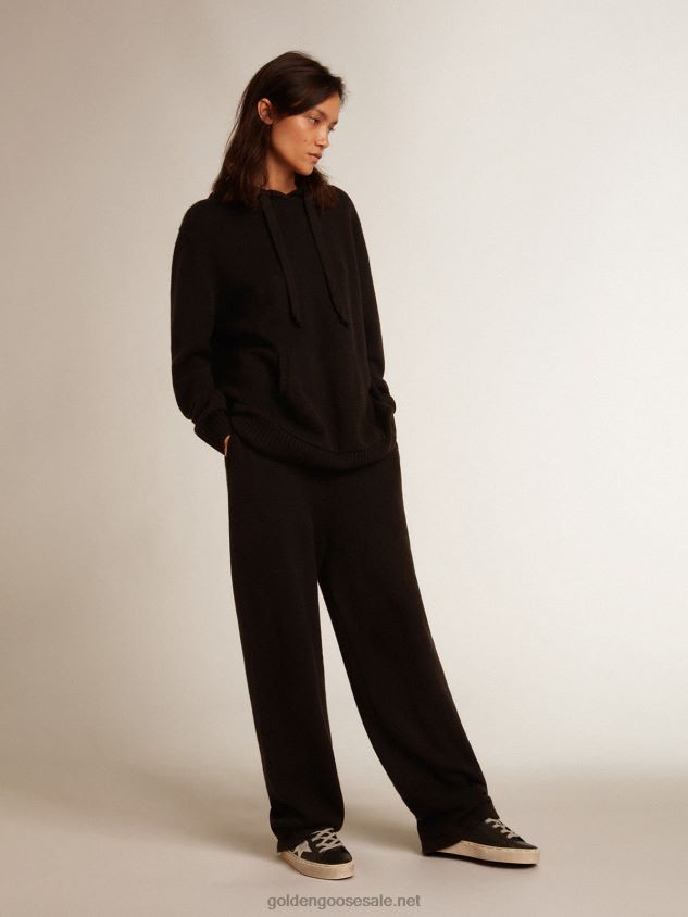 black cashmere blend sweatshirt with hood FN20N986 Women Golden Goose