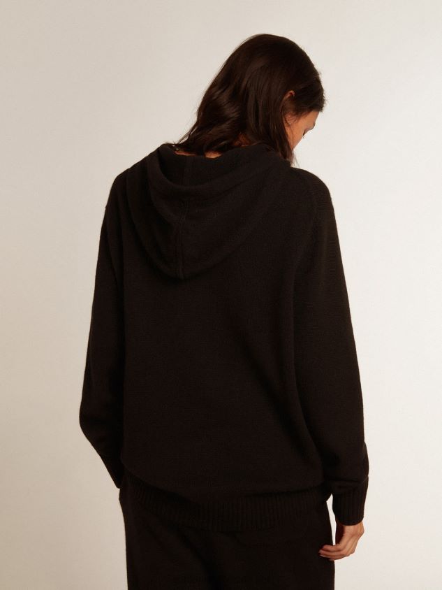 black cashmere blend sweatshirt with hood FN20N986 Women Golden Goose