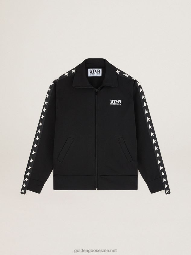 black zipped sweatshirt with contrasting white stars FN20N949 Women Golden Goose