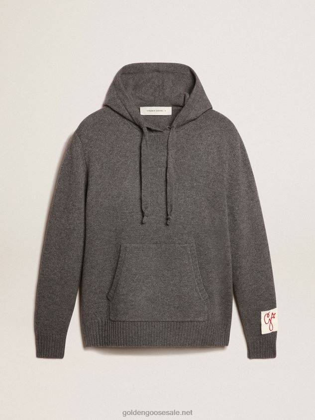gray cashmere blend sweatshirt with hood FN20N988 Women Golden Goose
