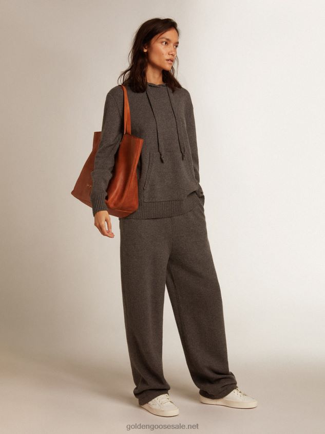 gray cashmere blend sweatshirt with hood FN20N988 Women Golden Goose