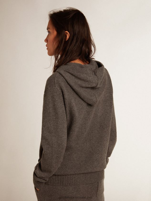 gray cashmere blend sweatshirt with hood FN20N988 Women Golden Goose