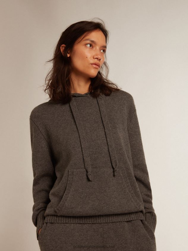 gray cashmere blend sweatshirt with hood FN20N988 Women Golden Goose