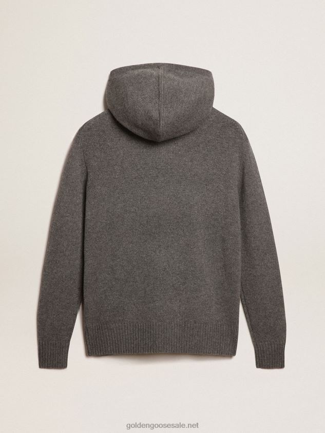 gray cashmere blend sweatshirt with hood FN20N988 Women Golden Goose