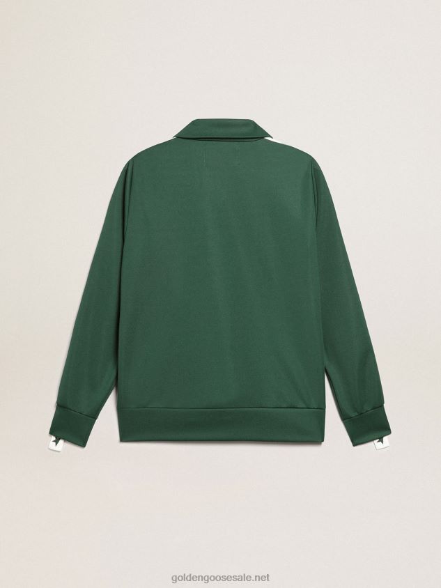 green zipped sweatshirt with white strip and contrasting stars FN20N967 Women Golden Goose