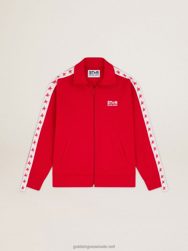 red zipped sweatshirt with contrasting red stars FN20N954 Women Golden Goose