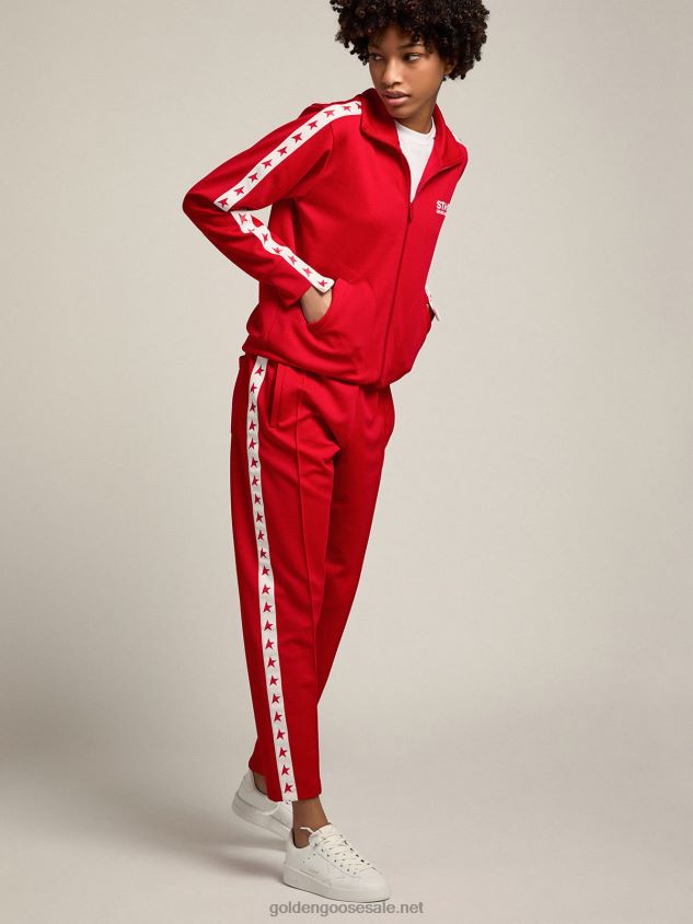 red zipped sweatshirt with contrasting red stars FN20N954 Women Golden Goose