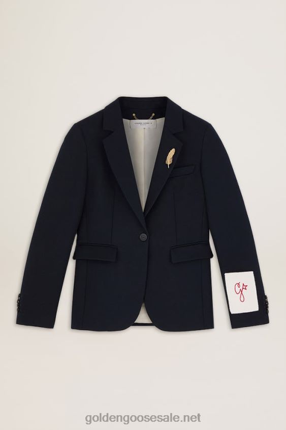 single-breasted blazer in dark blue wool gabardine FN20N1064 Women Golden Goose