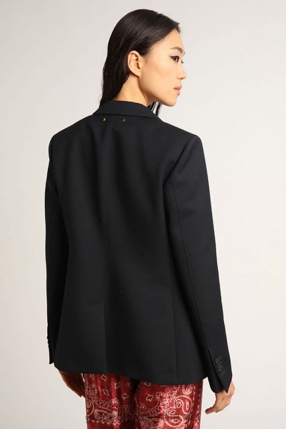 single-breasted blazer in dark blue wool gabardine FN20N1064 Women Golden Goose