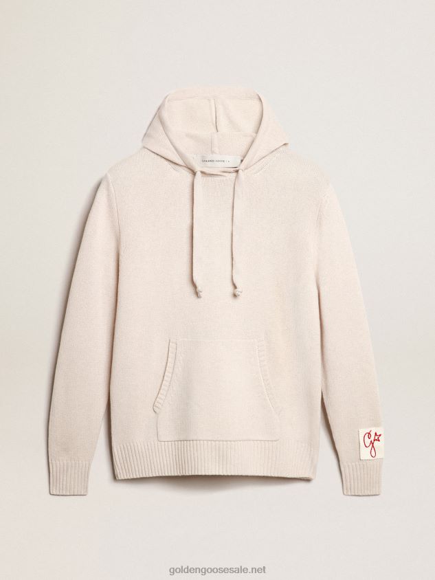 white cashmere blend sweatshirt with hood FN20N983 Women Golden Goose
