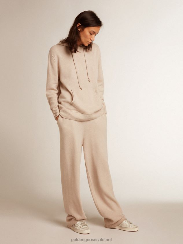 white cashmere blend sweatshirt with hood FN20N983 Women Golden Goose