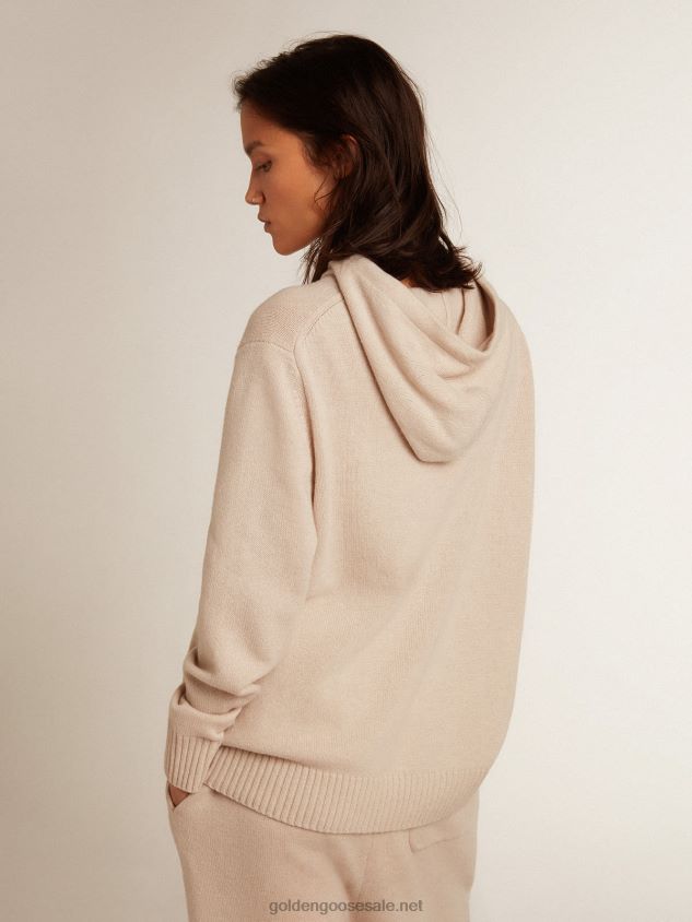 white cashmere blend sweatshirt with hood FN20N983 Women Golden Goose