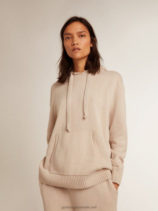 white cashmere blend sweatshirt with hood FN20N983 Women Golden Goose