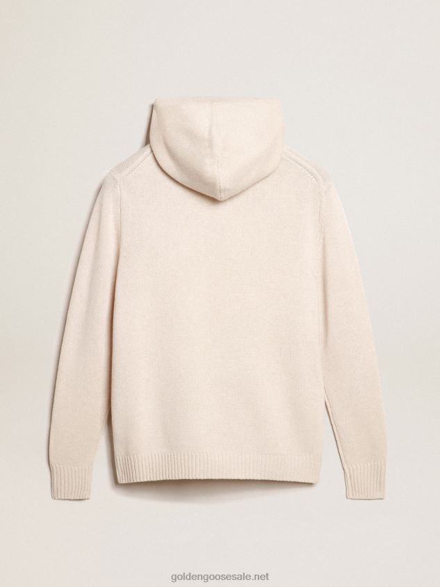 white cashmere blend sweatshirt with hood FN20N983 Women Golden Goose