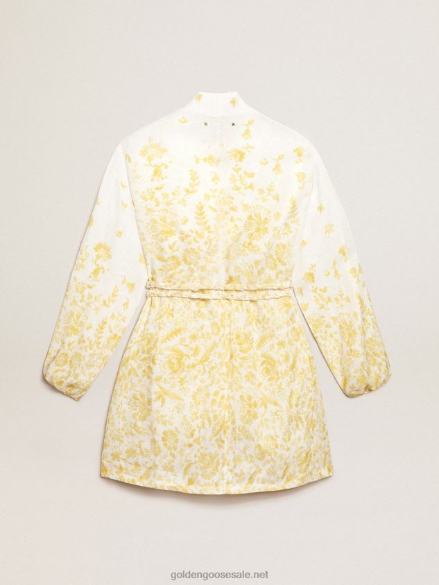 Resort Collection Mini Dress in linen with lemon yellow print FN20N1006 Women Golden Goose