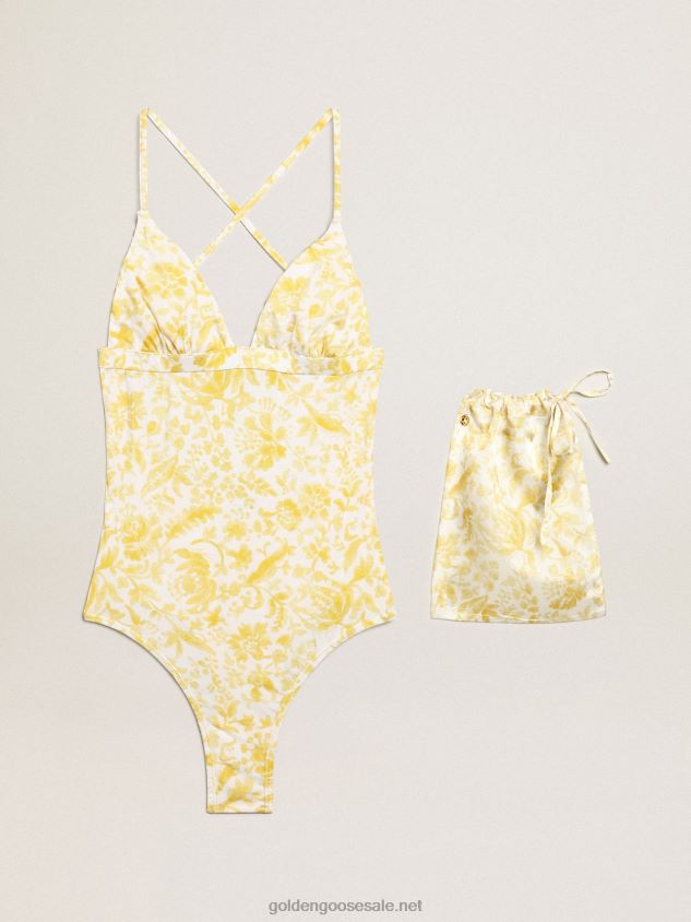 Resort Collection one-piece swimsuit with lemon yellow print FN20N1025 Women Golden Goose