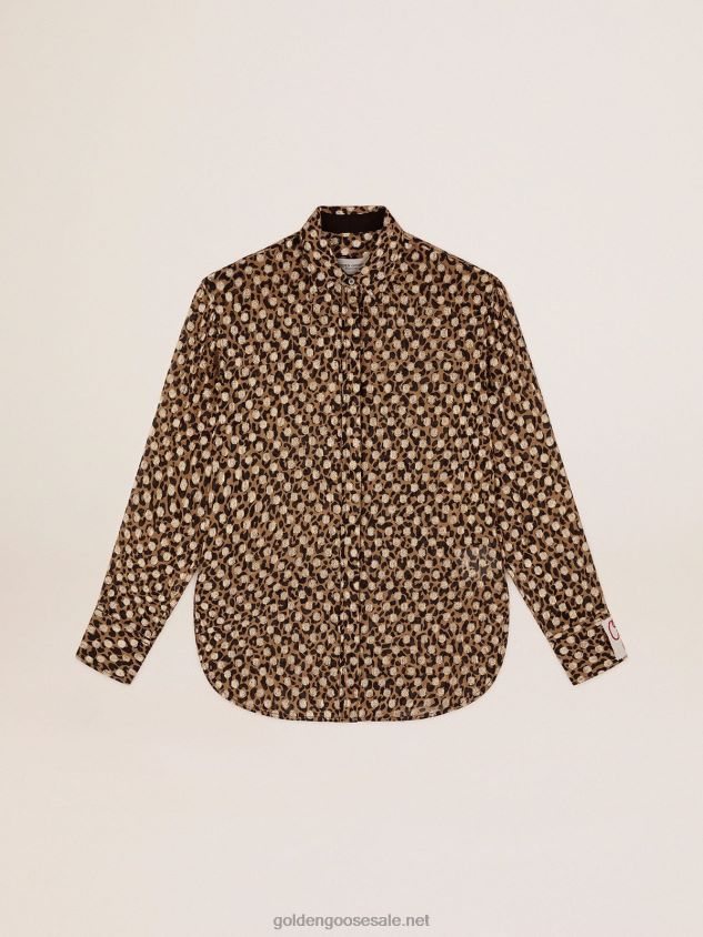 Boyfriend shirt with animal print and gold plumetis FN20N1058 Women Golden Goose