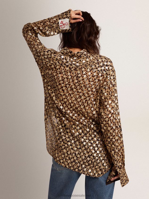 Boyfriend shirt with animal print and gold plumetis FN20N1058 Women Golden Goose