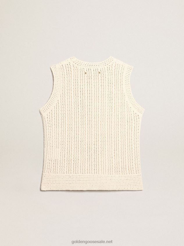 Papyrus-colored knitted sleeveless top FN20N1043 Women Golden Goose