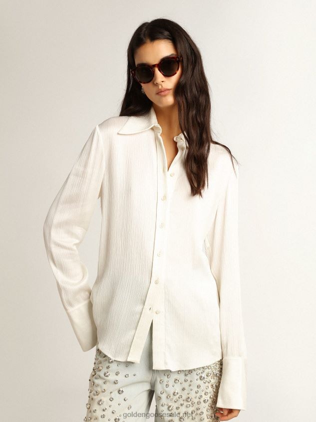 Parchment-colored slim-fit shirt FN20N938 Women Golden Goose