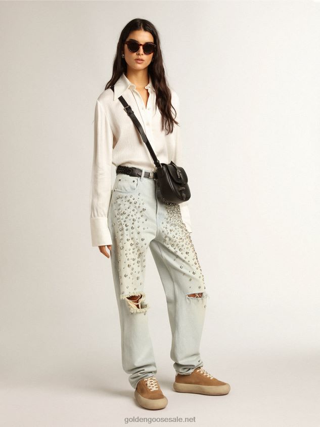 Parchment-colored slim-fit shirt FN20N938 Women Golden Goose
