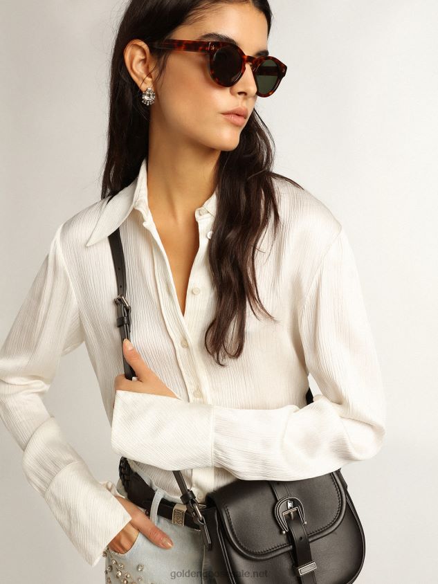 Parchment-colored slim-fit shirt FN20N938 Women Golden Goose