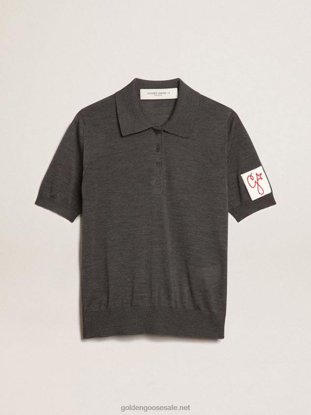 polo shirt in anthracite merino wool FN20N973 Women Golden Goose