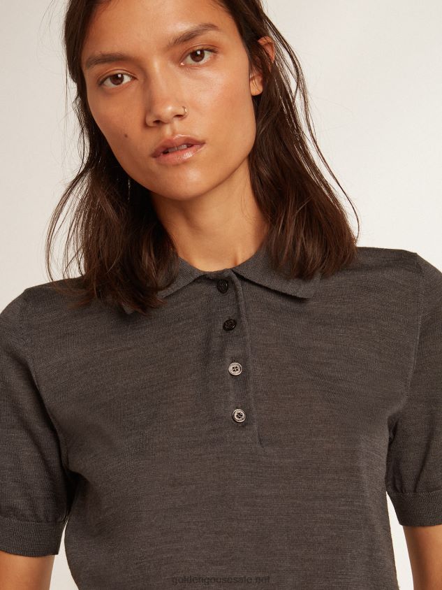 polo shirt in anthracite merino wool FN20N973 Women Golden Goose