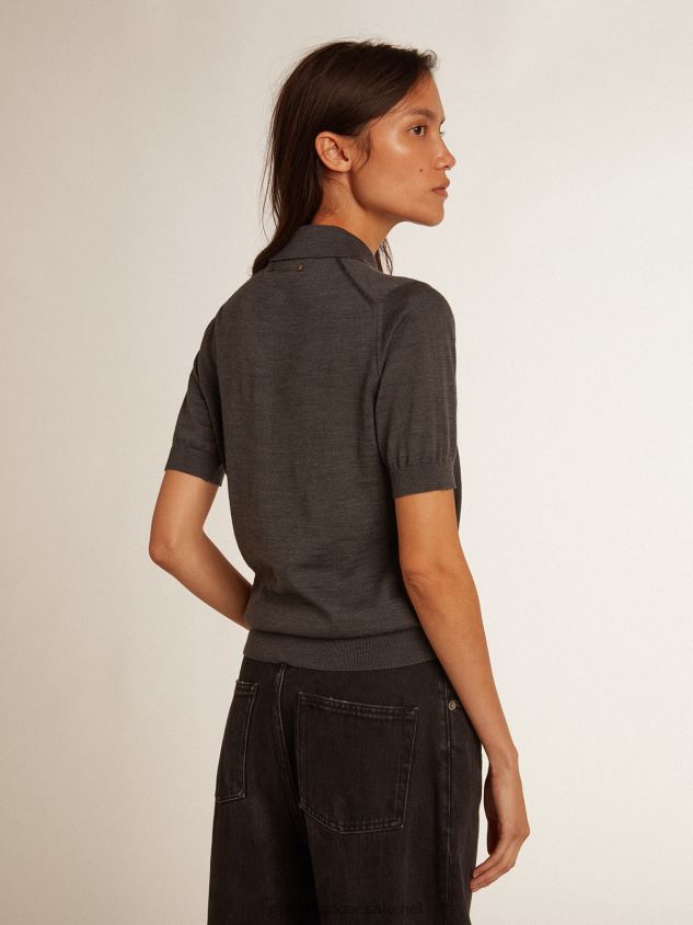 polo shirt in anthracite merino wool FN20N973 Women Golden Goose