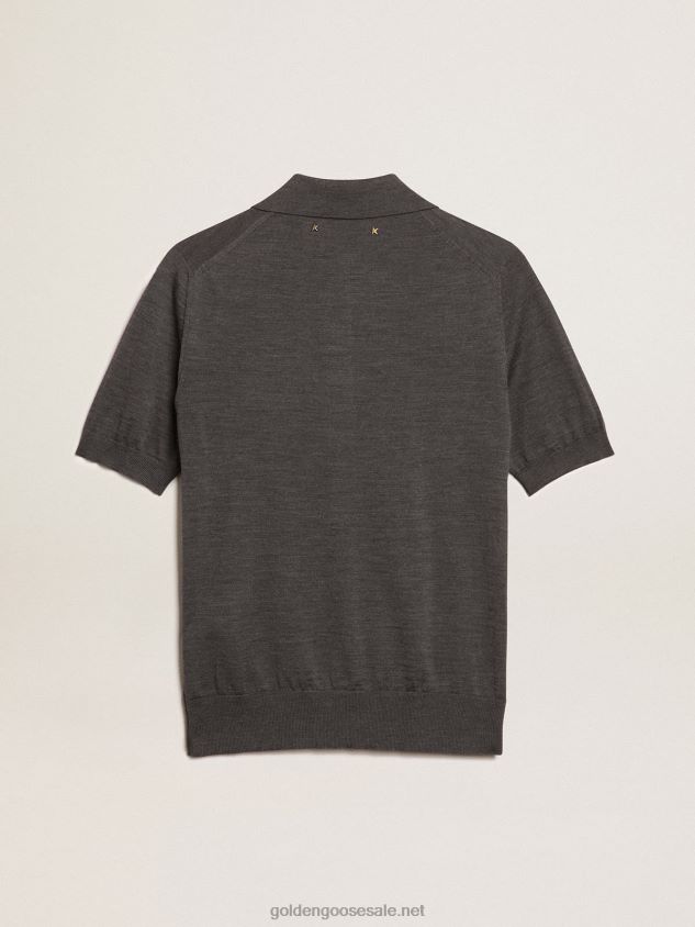 polo shirt in anthracite merino wool FN20N973 Women Golden Goose