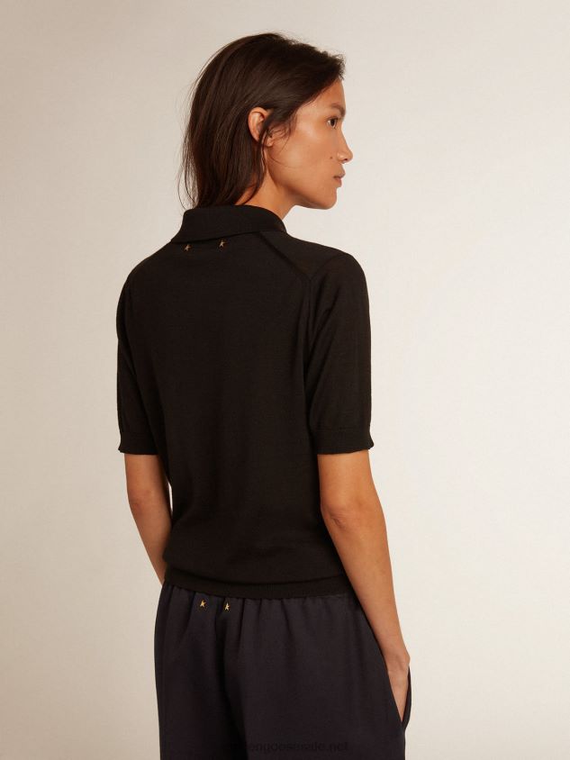 polo shirt in black merino wool FN20N943 Women Golden Goose