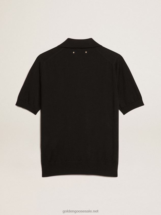 polo shirt in black merino wool FN20N943 Women Golden Goose