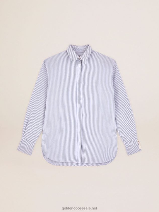 shirt with light blue candy stripes FN20N1061 Women Golden Goose