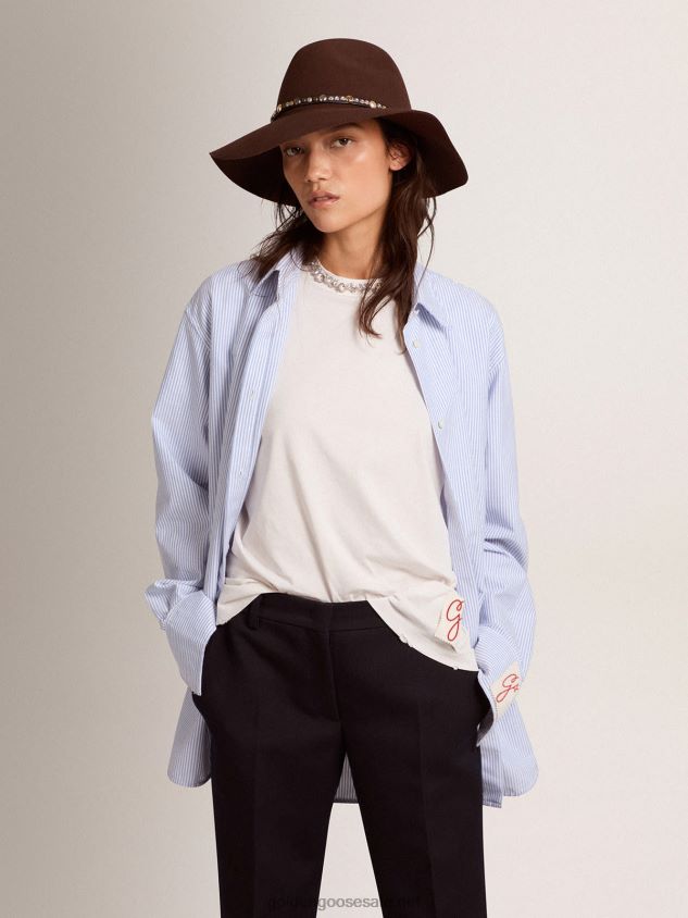 shirt with light blue candy stripes FN20N1061 Women Golden Goose