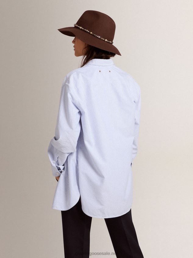 shirt with light blue candy stripes FN20N1061 Women Golden Goose