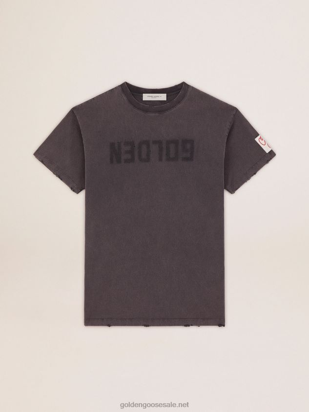 Collection T-shirt dress in anthracite gray with a distressed treatment FN20N945 Women Golden Goose