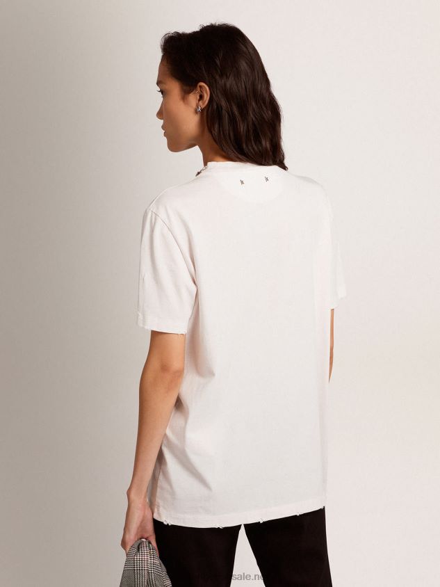 Collection T-shirt in white with cabochon crystals FN20N1059 Women Golden Goose