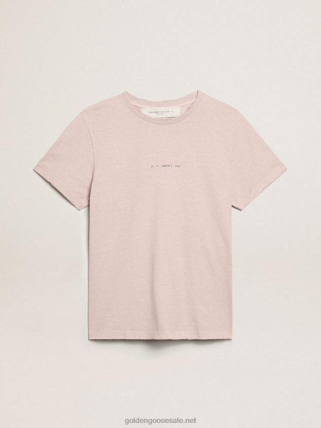 Pale pink T-shirt with lettering on the front FN20N972 Women Golden Goose