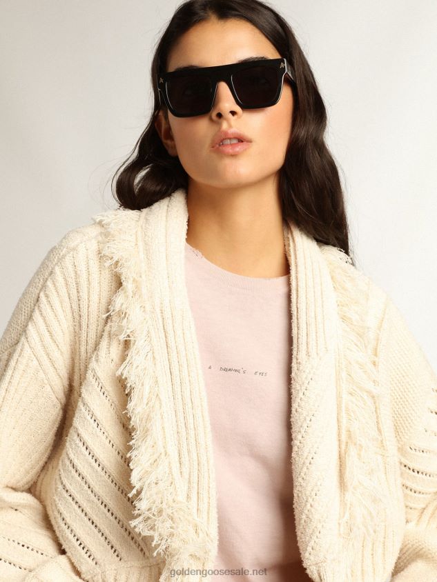 Pale pink T-shirt with lettering on the front FN20N972 Women Golden Goose