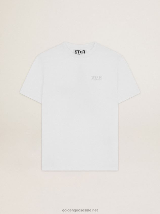 White Star Collection T-shirt with logo and star in silver glitter FN20N963 Women Golden Goose