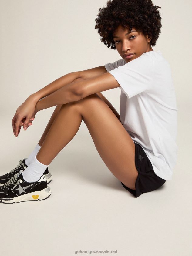 White Star Collection T-shirt with star in silver glitter on the front FN20N1007 Women Golden Goose