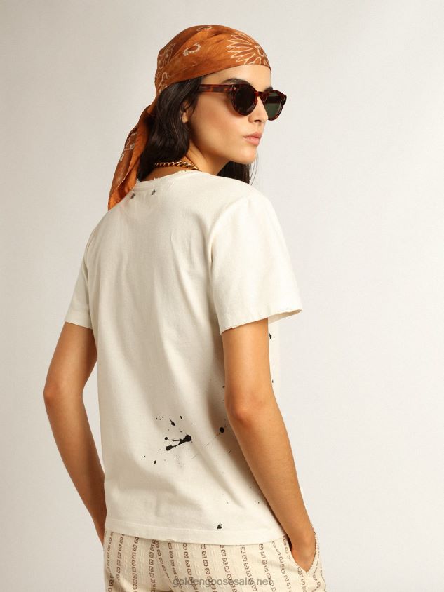 White T-shirt with lettering and embroidery FN20N1050 Women Golden Goose