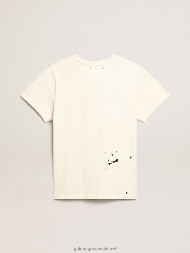 White T-shirt with lettering and embroidery FN20N1050 Women Golden Goose