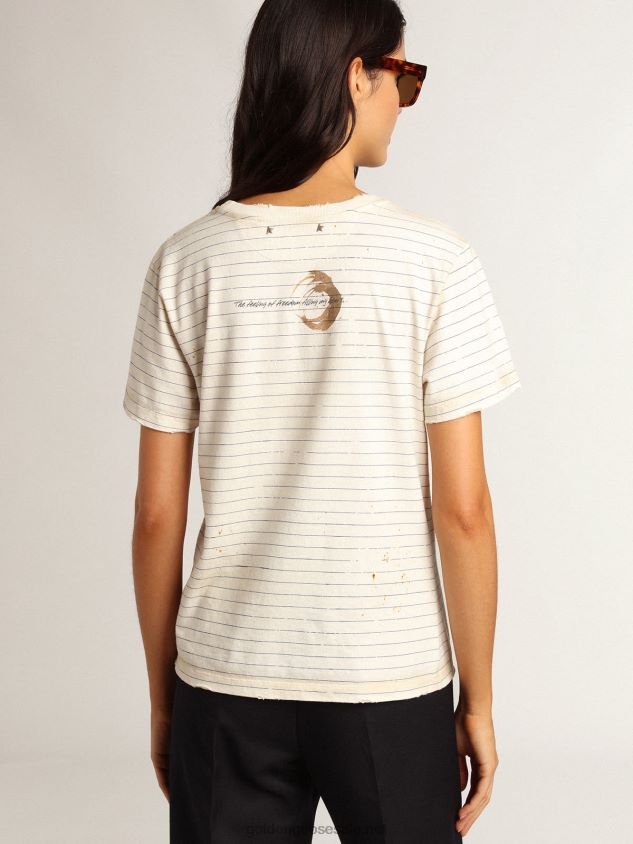 White T-shirt with vintage notebook effect FN20N916 Women Golden Goose